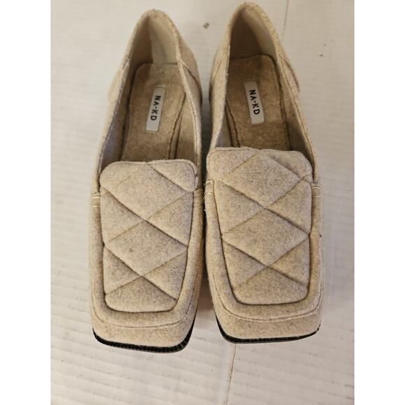 Na-kd Taupe Color Womens Loafers Quilted Upper Square Toe Size 39 (8.5) - Picture 15 of 16